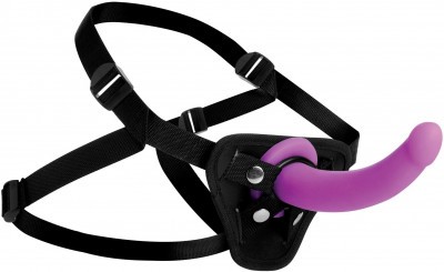 Лиловый поясной страпон Navigator Silicone G-Spot Dildo with Harness - 17,8 см.