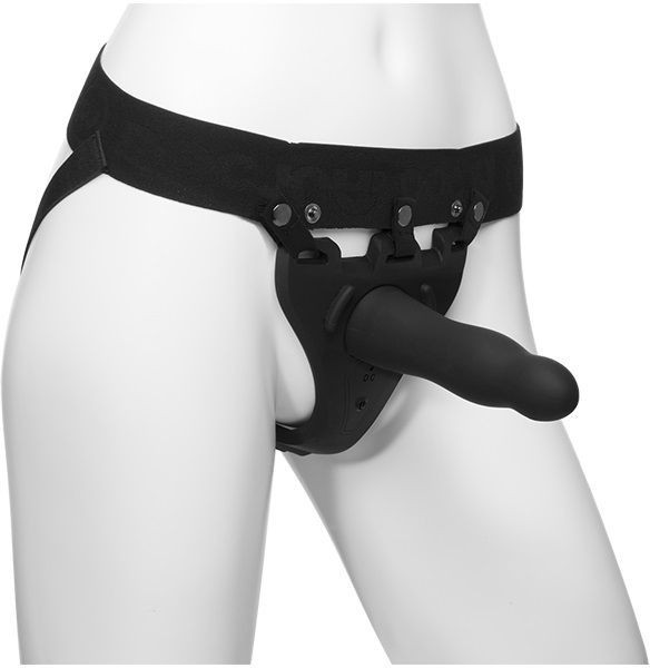 Черный полый вибрострапон Body Extensions BE Aroused - 17,78 см.
