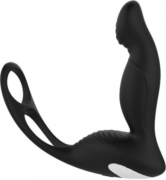Черный вибромассажер простаты P-PLEASER W ERECTION ENHANCE