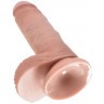 Телесный фаллоимитатор с мошонкой 7  Cock with Balls на присоске - 18 см.