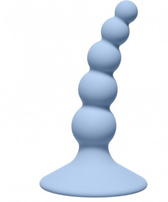 Голубая анальная пробка Ribbed Plug Blue - 10,5 см.