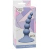 Голубая анальная пробка Ribbed Plug Blue - 10,5 см.