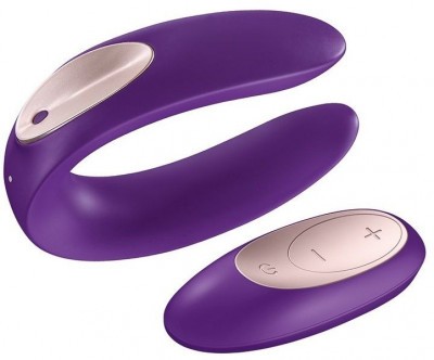 Фиолетовый вибратор для пар Satisfyer Double Plus Remote с пультом ДУ