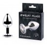 Анальная пробка SILVER PLUG MEDIUM с прозрачным кристаллом - 8,2 см.