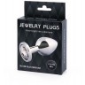 Анальная пробка SILVER PLUG MEDIUM с прозрачным кристаллом - 8,2 см.