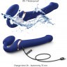 Синий безремневой страпон Multi Orgasm Size M с клиторальной стимуляцией