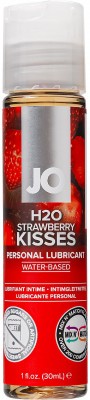 Лубрикант на водной основе с ароматом клубники JO Flavored Strawberry Kiss - 30 мл.