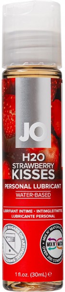 Лубрикант на водной основе с ароматом клубники JO Flavored Strawberry Kiss - 30 мл.