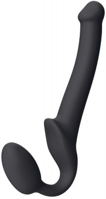 Черный безремневой страпон Silicone Bendable Strap-On - size S