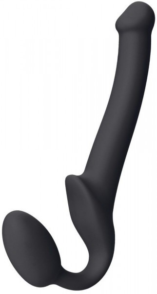 Черный безремневой страпон Silicone Bendable Strap-On - size S