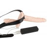 Телесный женский страпон с вагинальной пробкой Strap-On Duo - 15 см.