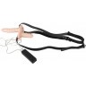 Телесный женский страпон с вагинальной пробкой Strap-On Duo - 15 см.