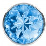 Большая серебристая анальная пробка Diamond Light blue Sparkle Large с голубым кристаллом - 8 см.