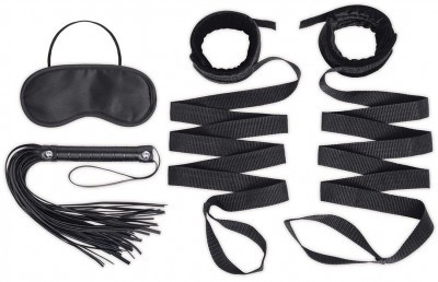 Эротический набор 4PC Bondage Bed Strap   Flogger Kit