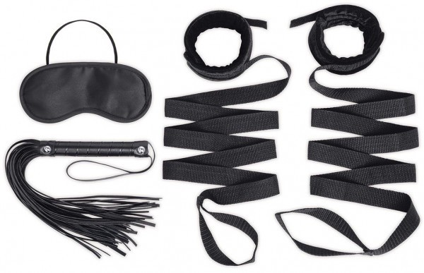 Эротический набор 4PC Bondage Bed Strap   Flogger Kit