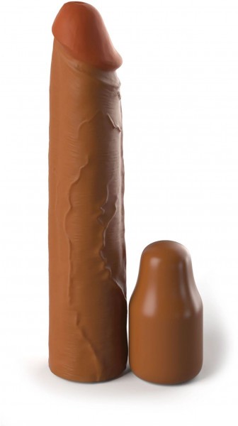 Коричневая насадка на член 2  Silicone X-tension - 20,3 см.