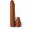Коричневая насадка на член 2  Silicone X-tension - 20,3 см.
