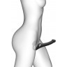 Черный безремневой страпон Multi Orgasm Size L с клиторальной стимуляцией