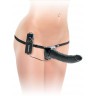 Черный страпон с вагинальной пробкой Deluxe Vibrating Penetrix Strap-On - 19 см.