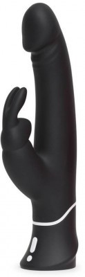 Черный вибратор-кролик Happy Rabbit Realistic Rechargeable Rabbit Vibrator - 25,4 см.