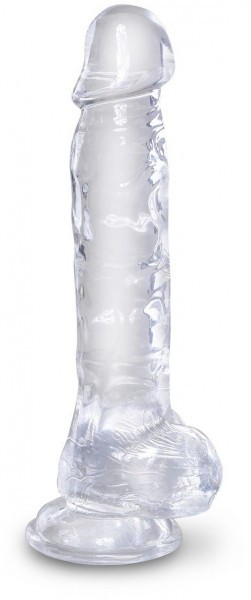 Прозрачный фаллоимитатор 8  Cock with Balls - 22,2 см.