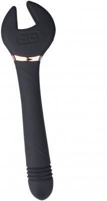 Черный двусторонний вибратор Key Control Massager Wand в форме гаечного ключа
