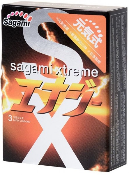 Презервативы Sagami Xtreme Energy с ароматом энергетика - 3 шт.