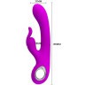 Лиловый вибромассажер с клиторальным отростком Hot Rabbit - 19 см.