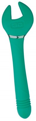 Зеленый двусторонний вибратор Key Control Massager Wand в форме гаечного ключа