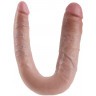 Телесный двусторонний фаллоимитатор U-Shaped Large Double Trouble - 44,4 см.
