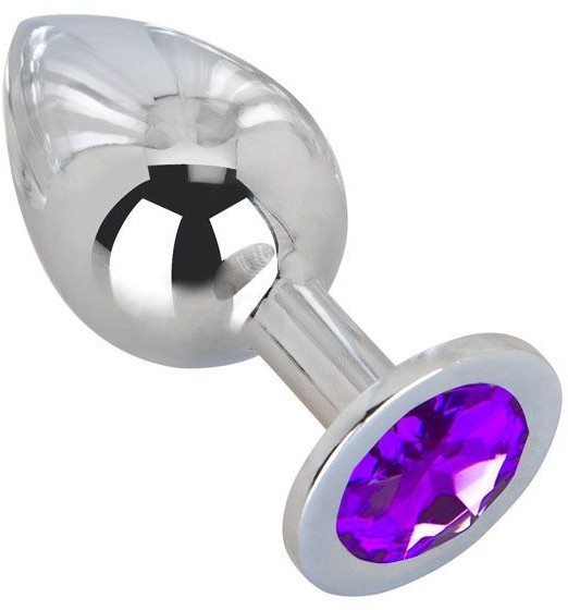 Большой плаг из стали с фиолетовым кристаллом Violet Dream - 9,5 см.