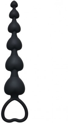 Чёрная анальная цепочка Heart s Beads Black - 18 см.