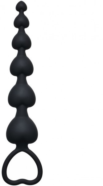 Чёрная анальная цепочка Heart s Beads Black - 18 см.