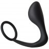 Черное эрекционное кольцо с анальной пробкой Anal Plug With Cockring