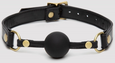Черный кляп-шар Bound to You Faux Leather Ball Gag