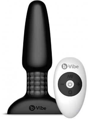 Чёрная вибровтулка с ротацией шариков RIMMING REMOTE CONTROL PLUG BLACK - 15,2 см.