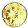 Большая серебристая анальная пробка Diamond Yellow Sparkle Large с жёлтым кристаллом - 8 см.