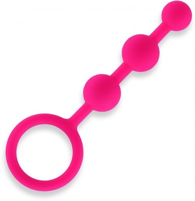Розовые силиконовые анальные бусы Silicone Anal Beads - 14 см.