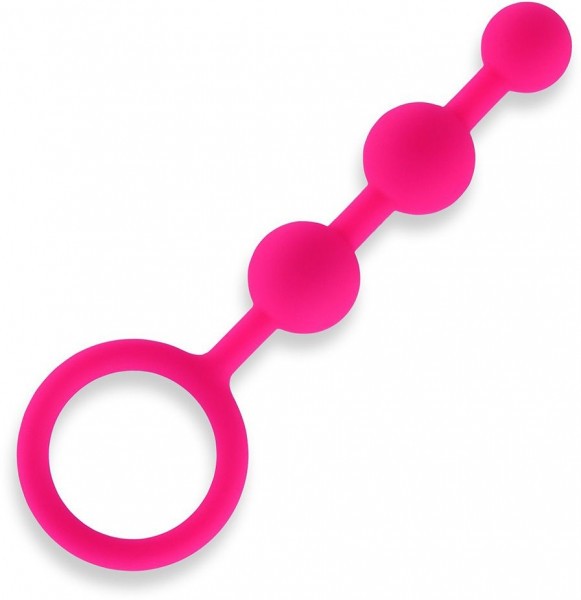 Розовые силиконовые анальные бусы Silicone Anal Beads - 14 см.