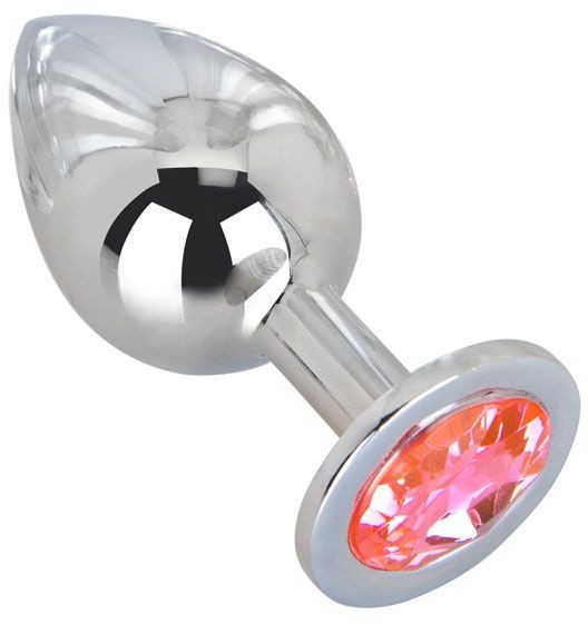 Большой стальной плаг с розовым кристаллом Pink Bubble Gum - 9,5 см.