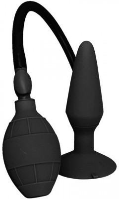 Чёрная анальная пробка с функцией расширения MENZSTUFF SMALL INFLATABLE PLUG- 12,5 см.