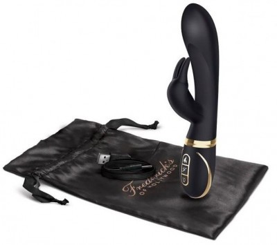 Черный вибратор-кролик с эффектом нагрева Warming Rabbit Vibrator