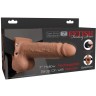 Кофейный перезаряжаемый вибрострапон 7  Hollow Rechargeable Strap-on with Balls - 20,3 см.