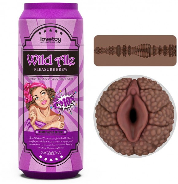 Коричневый мастурбатор-вагина Pleasure Brew Masturbator-Wild Ale в банке