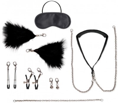 Большой эротический набор из 12 предметов Interchangeable Collar   Nipple Clips Set