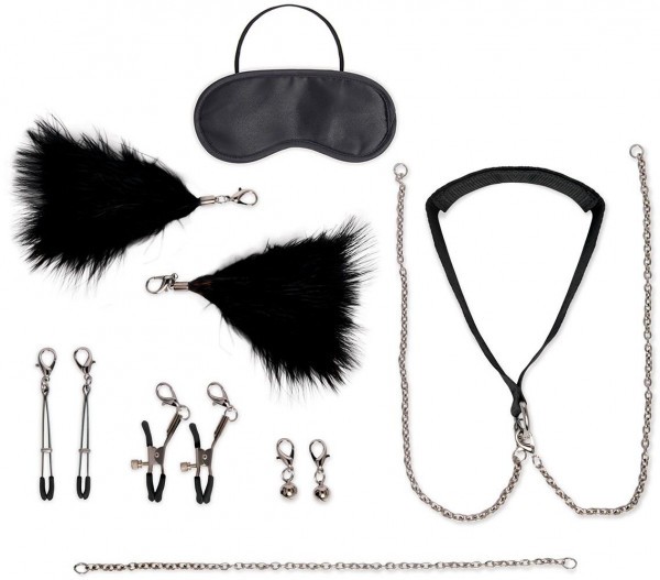 Большой эротический набор из 12 предметов Interchangeable Collar   Nipple Clips Set
