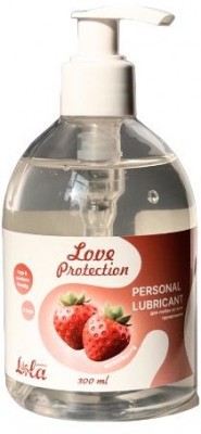 Лубрикант на водной снове Love Protection Strawberry с ароматом клубники - 300 мл.