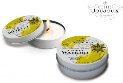 Массажная свеча Petits Joujoux Waikiki Beach с ароматом кокоса и ананаса - 33 гр.