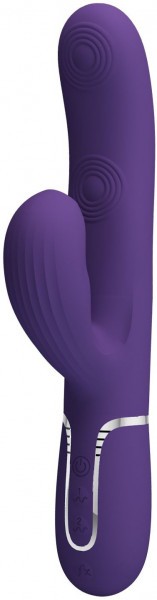 Фиолетовый вибратор-кролик с пульсацией Perdita - 22,8 см.