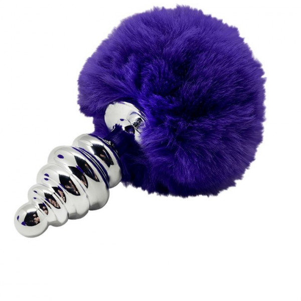 Анальная пробка Metal Anal Fluffly Twist Plug S с фиолетовым хвостиком